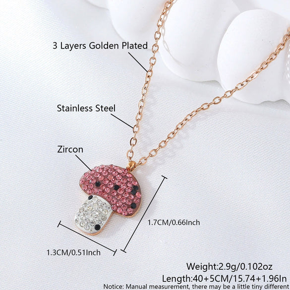 Wholesale Stainless Steel And Titanium Steel Insect And Mushroom Pendant Necklace For Women With Electroplating Light Luxury Style