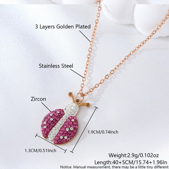 Wholesale Stainless Steel And Titanium Steel Insect And Mushroom Pendant Necklace For Women With Electroplating Light Luxury Style