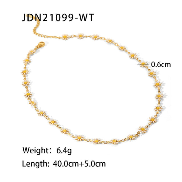 Wholesale Stainless Steel And Titanium Steel Jewelry Geometric Style Daisy Chain Necklace And Bracelet With Electroplating