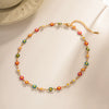 Wholesale Stainless Steel And Titanium Steel Jewelry Geometric Style Daisy Chain Necklace And Bracelet With Electroplating