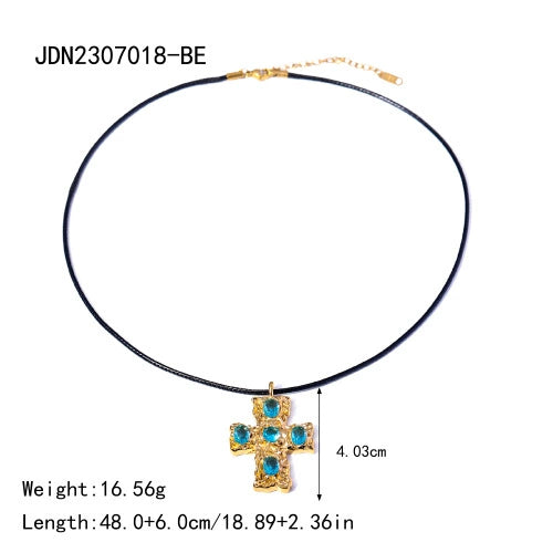 Wholesale Stainless Steel And Titanium Steel Jewelry With Cross Shape And Geometric Pattern Electroplated Necklace And Earrings For Women