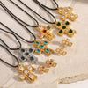 Wholesale Stainless Steel And Titanium Steel Jewelry With Cross Shape And Geometric Pattern Electroplated Necklace And Earrings For Women