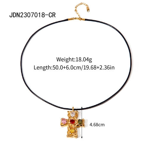 Wholesale Stainless Steel And Titanium Steel Jewelry With Cross Shape And Geometric Pattern Electroplated Necklace And Earrings For Women