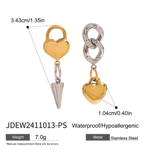 Wholesale Stainless Steel And Titanium Steel Jewelry With Heart Water Drop And Bell Patterns Electroplated Love Necklace And Non Fading Earrings For Women