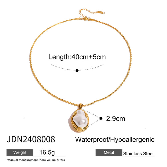 Wholesale Stainless Steel And Titanium Steel Jewelry With Pearl Necklace Pendant Exaggerated Niche Earrings And Ring Geometric Pattern Electroplated For Women