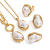 Wholesale Stainless Steel And Titanium Steel Jewelry With Pearl Necklace Pendant Exaggerated Niche Earrings And Ring Geometric Pattern Electroplated For Women
