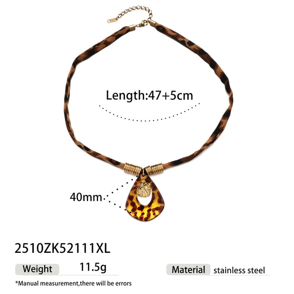 Wholesale Stainless Steel And Titanium Steel Leopard Print Electroplated Braided Rope And Sweater Chain Necklace For Women