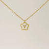 Wholesale 316L Stainless Steel And 316L Stainless Steel Letter And Five Leaf Clover Necklace With Electroplating Treatment