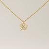 Wholesale 316L Stainless Steel And 316L Stainless Steel Letter And Five Leaf Clover Necklace With Electroplating Treatment