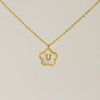 Wholesale 316L Stainless Steel And 316L Stainless Steel Letter And Five Leaf Clover Necklace With Electroplating Treatment