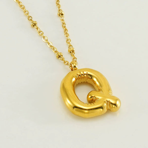 Wholesale Stainless Steel And Titanium Steel Letter Clip Bead Necklace With Polishing Treatment And Fashionable Design