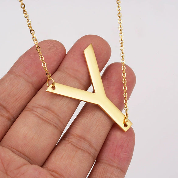 Wholesale 316L Stainless Steel And 316L Stainless Steel Letter Pendant Necklace For Women With Cross Chain And Electroplating Treatment
