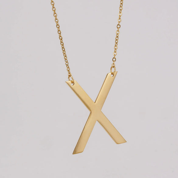 Wholesale 316L Stainless Steel And 316L Stainless Steel Letter Pendant Necklace For Women With Cross Chain And Electroplating Treatment