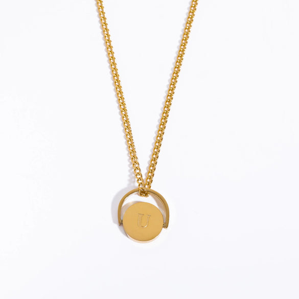 Wholesale Stainless Steel And Titanium Steel Letter Pendant Ochain Necklace With Dripping Oil Design