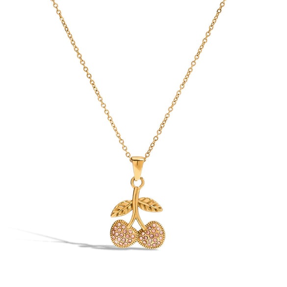 Wholesale Stainless Steel And Titanium Steel Light Luxury Niche Highend Cherry Zircon Women's Necklace With Electroplating