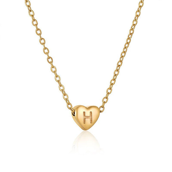 Wholesale Stainless Steel And Titanium Steel Love Heart And Letter Design Necklace For Women With Electroplating