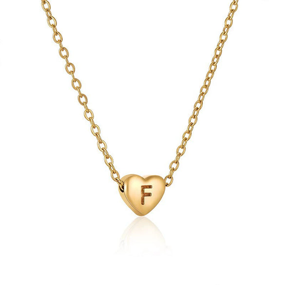 Wholesale Stainless Steel And Titanium Steel Love Heart And Letter Design Necklace For Women With Electroplating