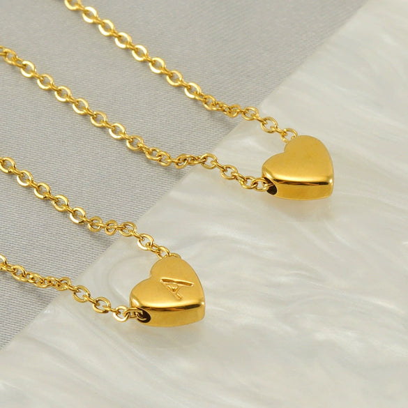 Wholesale Stainless Steel And Titanium Steel Love Heart And Letter Design Necklace For Women With Electroplating