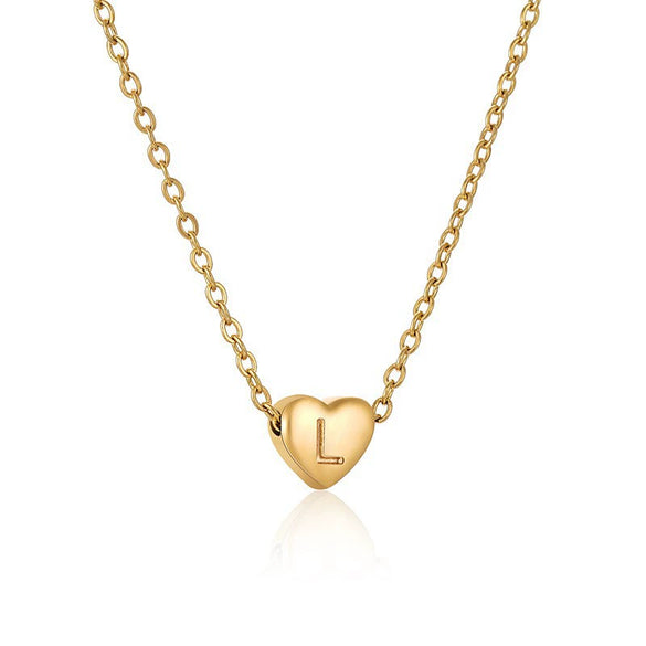 Wholesale Stainless Steel And Titanium Steel Love Heart And Letter Design Necklace For Women With Electroplating