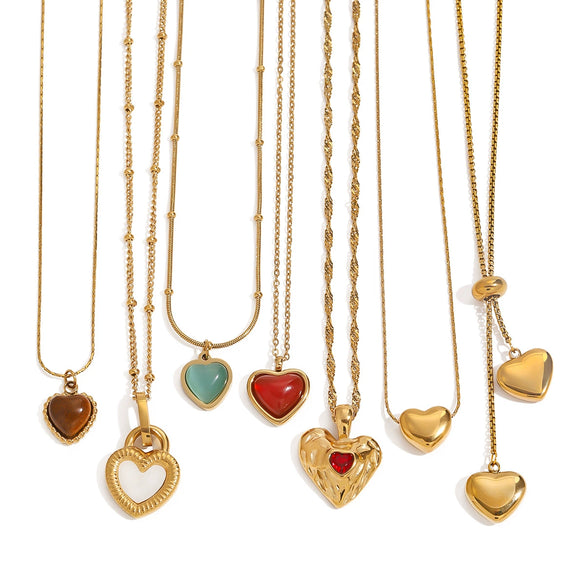 Wholesale Stainless Steel And Titanium Steel Love Necklace With Geometric Pendant And Regular Chain Electroplated