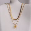 Wholesale Stainless Steel And Titanium Steel Love Peach Heart Double Layer Clavicle Necklace With Snake Bone Chain And Electroplating
