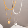 Wholesale Stainless Steel And Titanium Steel Love Peach Heart Double Layer Clavicle Necklace With Snake Bone Chain And Electroplating