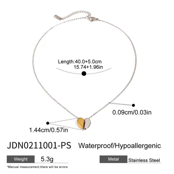 Wholesale Stainless Steel And Titanium Steel Love Split Pendant Necklace With Electroplating Treatment