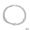 Wholesale Stainless Steel And Titanium Steel Necklace And Bracelet Set With Retro Cuban Chain And Round Zircon Electroplated