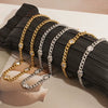 Wholesale Stainless Steel And Titanium Steel Necklace And Bracelet Set With Retro Cuban Chain And Round Zircon Electroplated