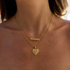 Wholesale Stainless Steel And Titanium Steel Necklace Jewelry With White Diamond Geometric Heart Square Pendant Electroplated In Classic Style For Women