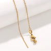 Wholesale Stainless Steel And Titanium Steel Ochain Clavicle Necklace With Geometric Beaded Pendant And Real Gold Plating For Women