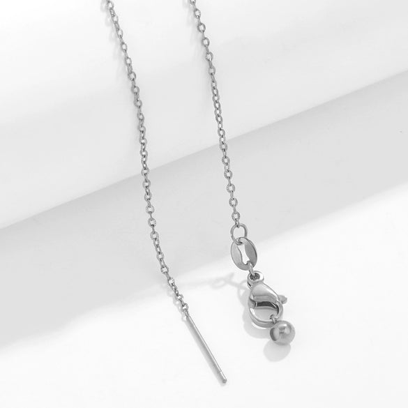 Wholesale Stainless Steel And Titanium Steel Ochain Clavicle Necklace With Geometric Beaded Pendant And Real Gold Plating For Women
