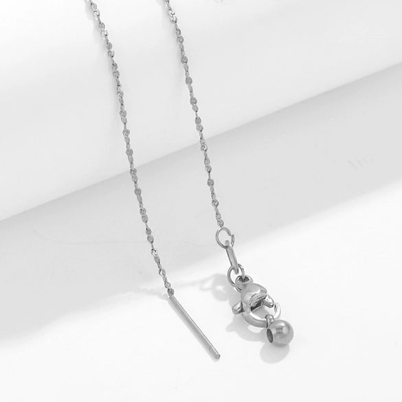 Wholesale Stainless Steel And Titanium Steel Ochain Clavicle Necklace With Geometric Beaded Pendant And Real Gold Plating For Women