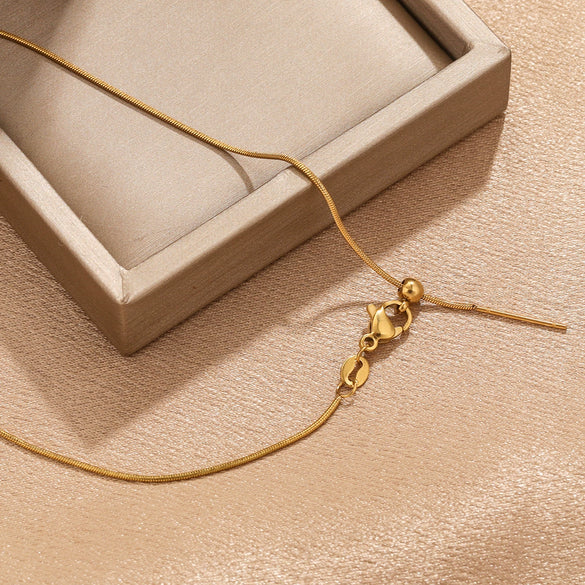 Wholesale Stainless Steel And Titanium Steel Ochain Clavicle Necklace With Geometric Beaded Pendant And Real Gold Plating For Women