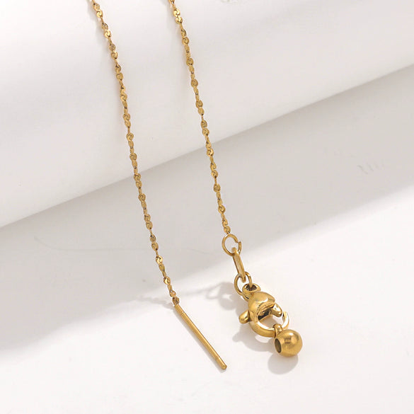 Wholesale Stainless Steel And Titanium Steel Ochain Clavicle Necklace With Geometric Beaded Pendant And Real Gold Plating For Women