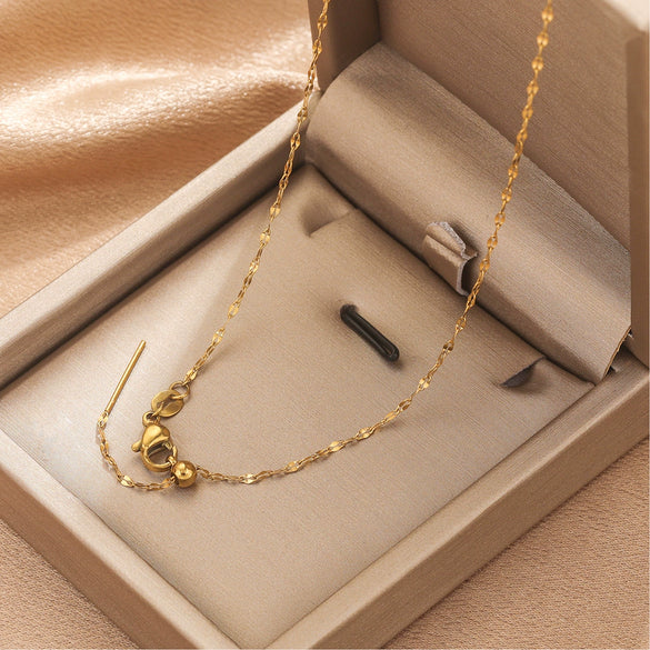 Wholesale Stainless Steel And Titanium Steel Ochain Clavicle Necklace With Geometric Beaded Pendant And Real Gold Plating For Women