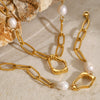 Wholesale Stainless Steel And Titanium Steel Pearl Necklace With Wave Pattern And Electroplating For Women