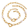 Wholesale Stainless Steel And Titanium Steel Pearl Necklace With Wave Pattern And Electroplating For Women