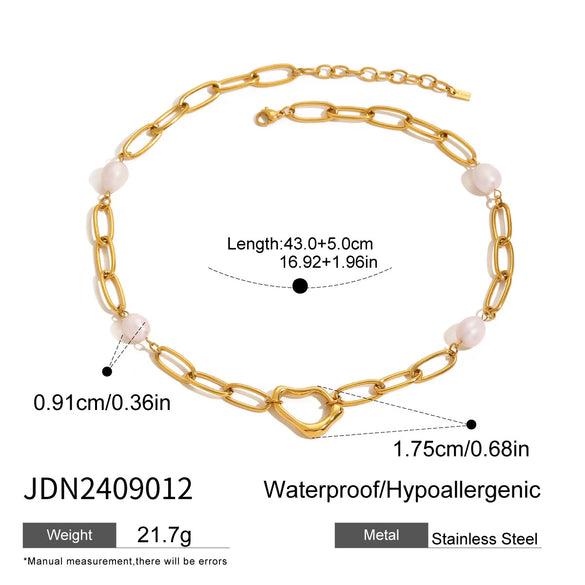 Wholesale Stainless Steel And Titanium Steel Pearl Necklace With Wave Pattern And Electroplating For Women