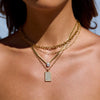 Wholesale Stainless Steel And Titanium Steel Rectangular Geometric Pendant Necklace With White Diamond Electroplated For Women In Classic Style
