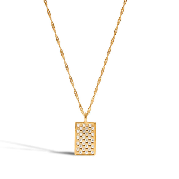 Wholesale Stainless Steel And Titanium Steel Rectangular Geometric Pendant Necklace With White Diamond Electroplated For Women In Classic Style