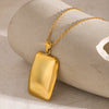 Wholesale Stainless Steel And Titanium Steel Rectangular Smooth Pendant Necklace With Geometric Style And Electroplating Treatment For Women