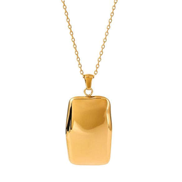 Wholesale Stainless Steel And Titanium Steel Rectangular Smooth Pendant Necklace With Geometric Style And Electroplating Treatment For Women