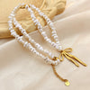 Wholesale Stainless Steel And Titanium Steel Retro Ushape Bow Clavicle Chain Necklace With Gold Plated Electroplating Treatment Unisex