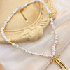 Wholesale Stainless Steel And Titanium Steel Retro Ushape Bow Clavicle Chain Necklace With Gold Plated Electroplating Treatment Unisex