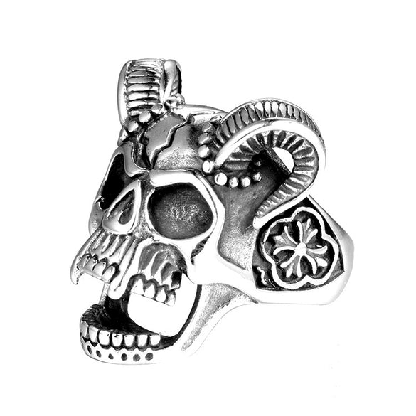 Wholesale Stainless Steel And Titanium Steel Ring Men's And Unisex Jewelry Vintage Sheep Head Geometric Handmade
