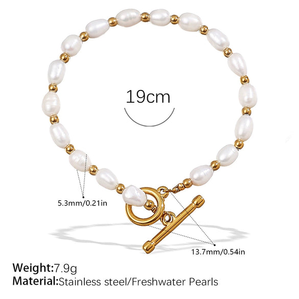 Wholesale 316L Stainless Steel And 316L Stainless Steel Sea Life Pattern Freshwater Pearl Ot Buckle Necklace And Bracelet Set 18K Gold Plated Fashion Style For Women