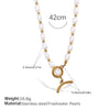 Wholesale 316L Stainless Steel And 316L Stainless Steel Sea Life Pattern Freshwater Pearl Ot Buckle Necklace And Bracelet Set 18K Gold Plated Fashion Style For Women