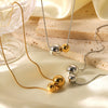 Wholesale Stainless Steel And Titanium Steel Snake Bone Chain Geometric Spherical Pendant Necklace With Gold And Silver Color Matching Electroplating For Women