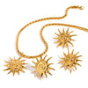 Wholesale Stainless Steel And Titanium Steel Spiral Sunflower Pendant Necklace And Earrings With Electroplating Fashion Retro Creative For Women